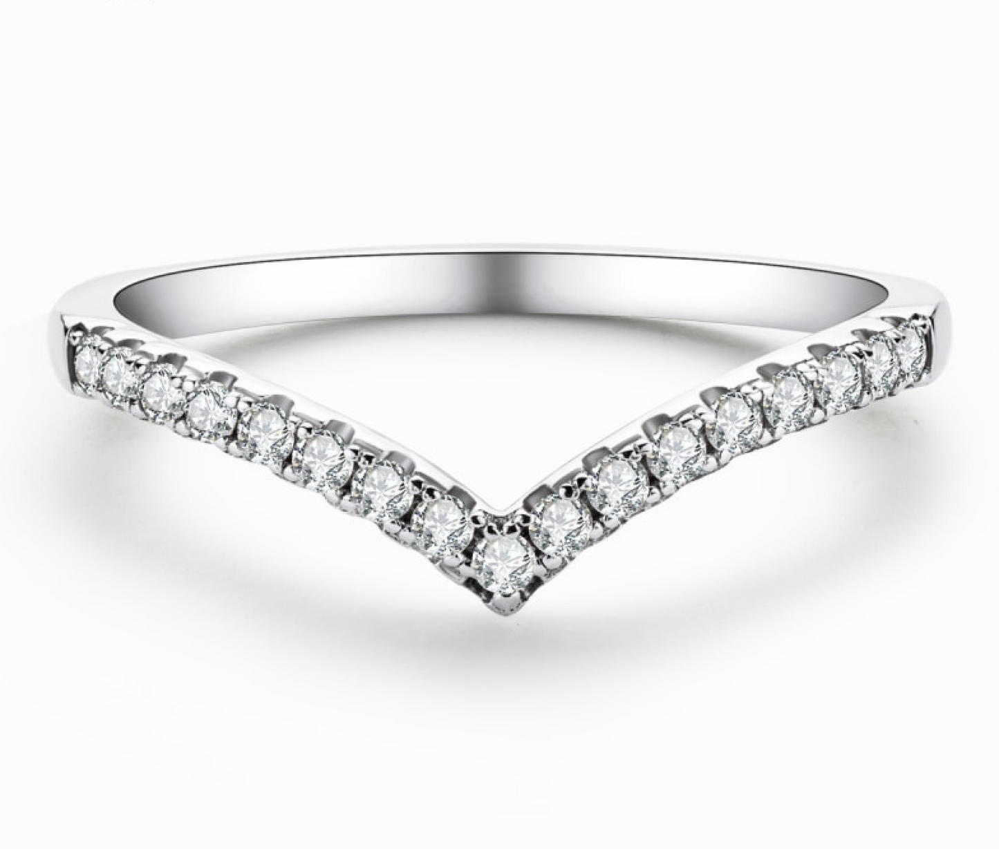 'V' Stackable Wedding Band (1.5mm Stones)