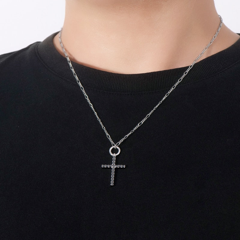 Black Cross Pendant Necklace