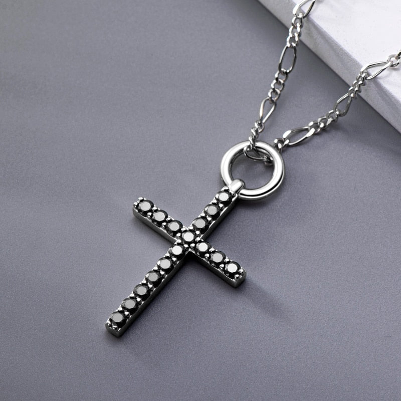 Black Cross Pendant Necklace